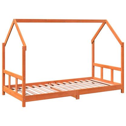 Kids Bed Frame Wax Brown 90x190 cm Solid Wood Pine