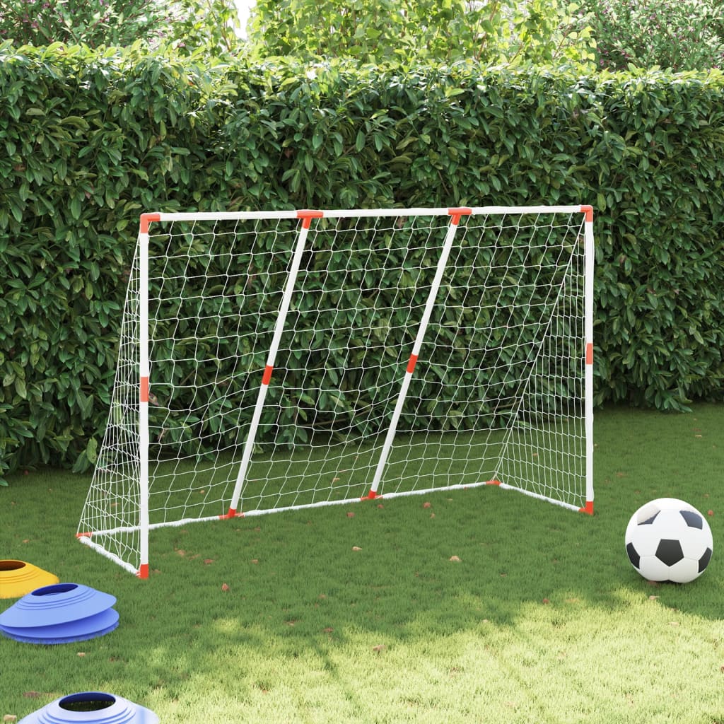 Kids' Football Goal with Balls 2-in-1 White 184x64x124 cm