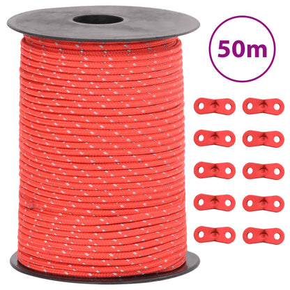 Tent Guy Rope with Reflective Strips and Spanners 50 m 3 mm