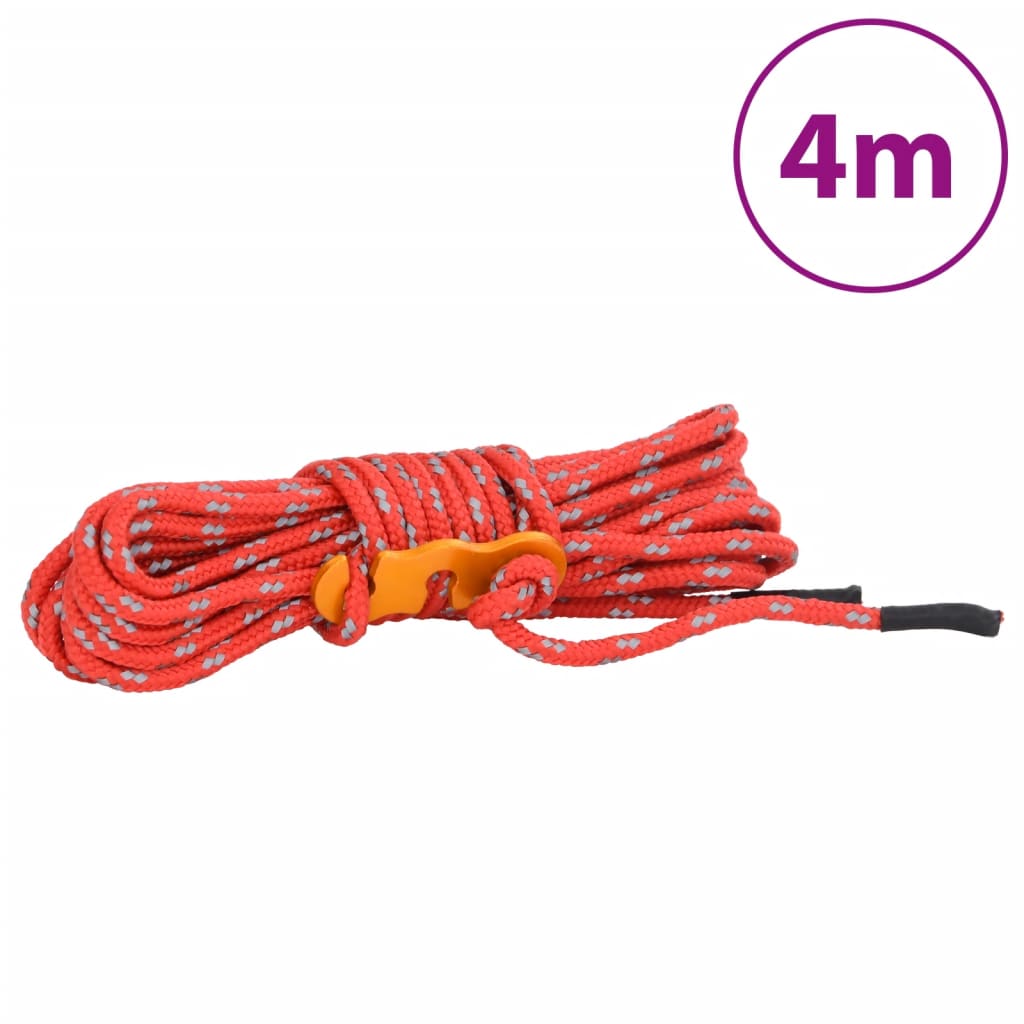 Tent Guy Ropes with Spanners Reflective 8 pcs 4 m 4 mm