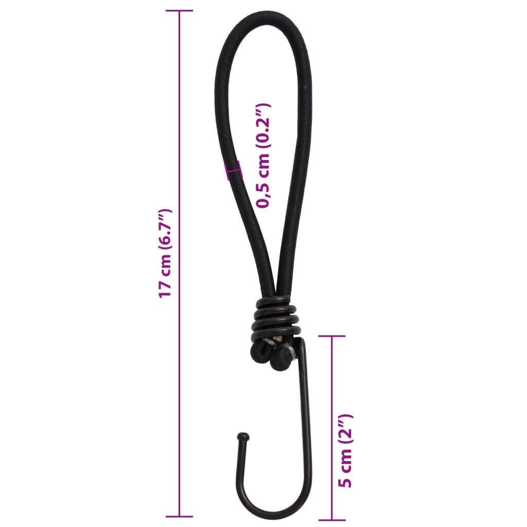 Bungee Cord with Hooks 50 pcs 17 cm