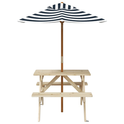 Picnic Table for 4 Kids with Umbrella Solid Wood Fir