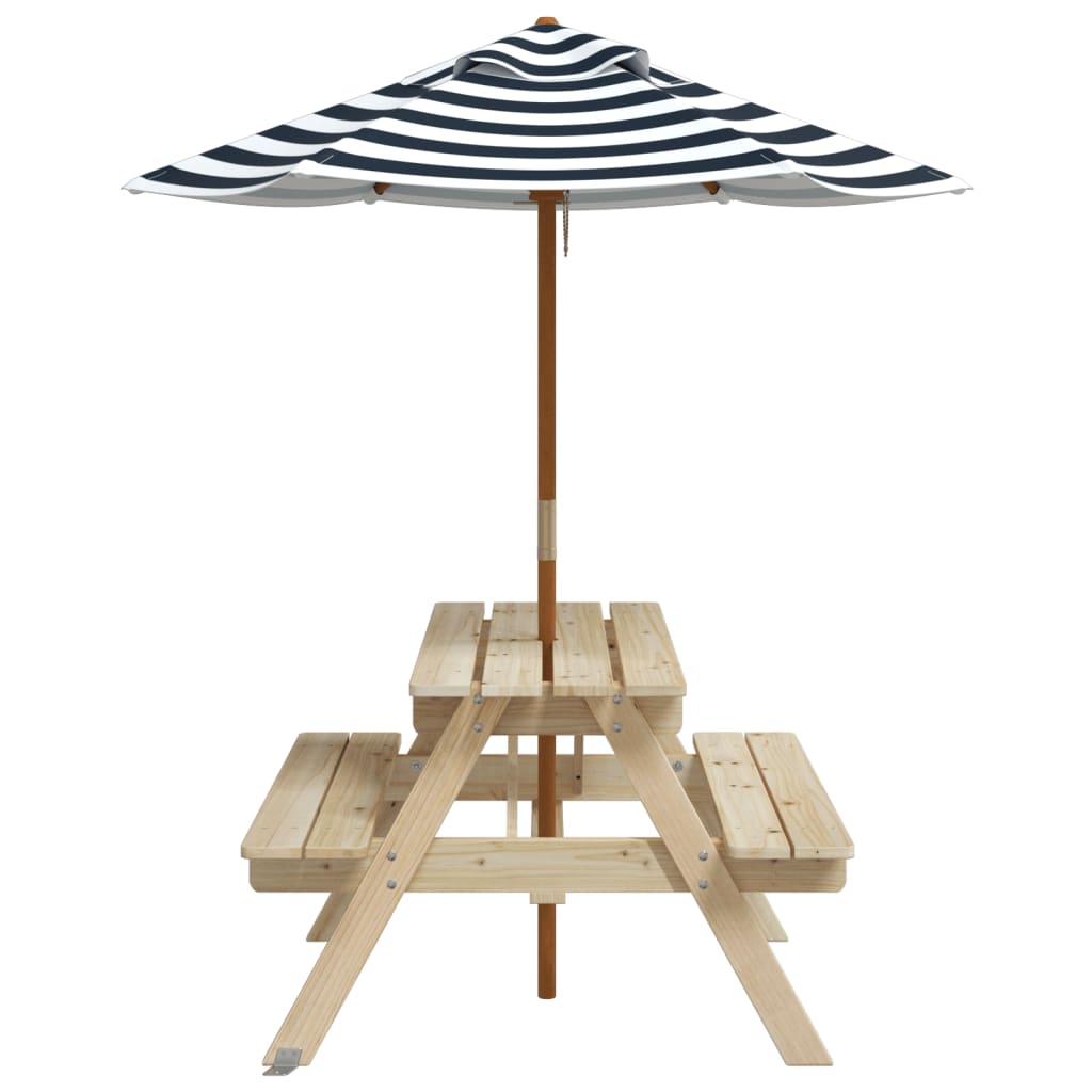 Picnic Table for 4 Kids with Umbrella Solid Wood Fir