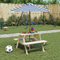 Picnic Table for 4 Kids with Umbrella Solid Wood Fir