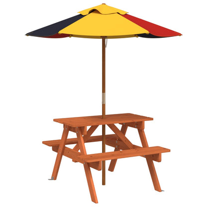 Picnic Table for 4 Kids with Umbrella Solid Wood Fir