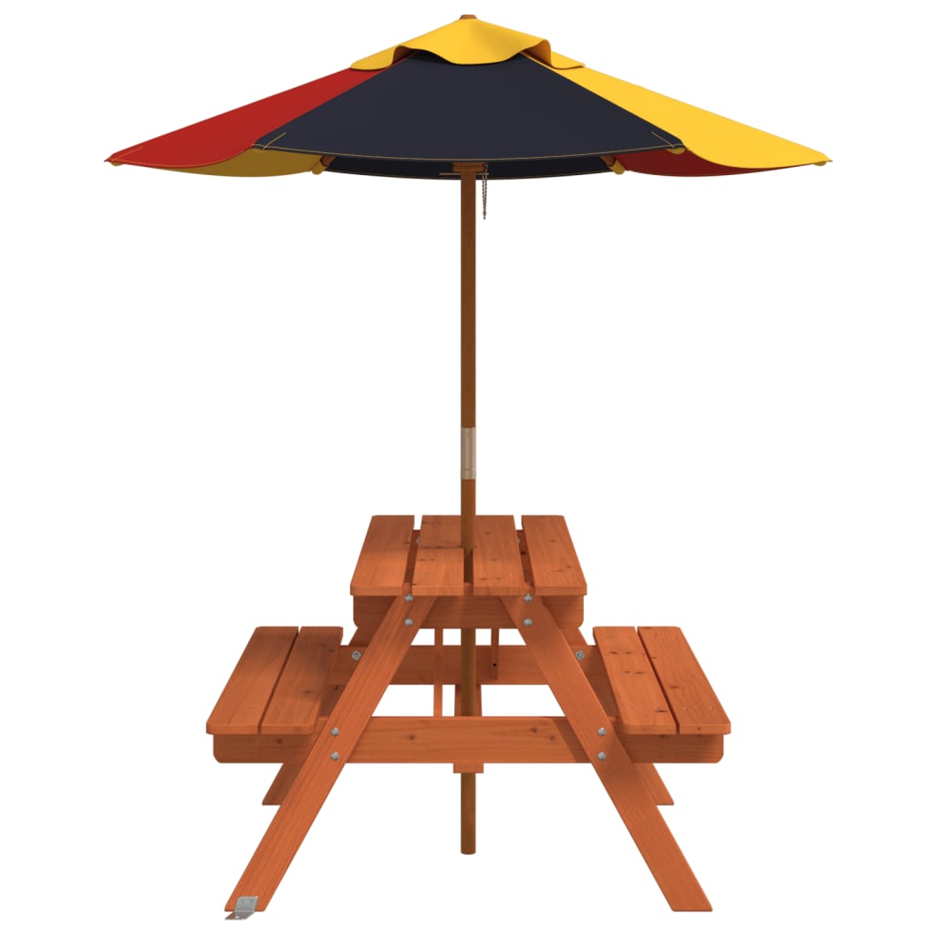 Picnic Table for 4 Kids with Umbrella Solid Wood Fir