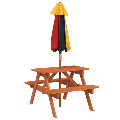 Picnic Table for 4 Kids with Umbrella Solid Wood Fir