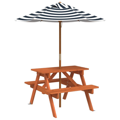 Picnic Table for 4 Kids with Umbrella Solid Wood Fir