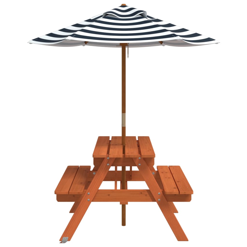 Picnic Table for 4 Kids with Umbrella Solid Wood Fir