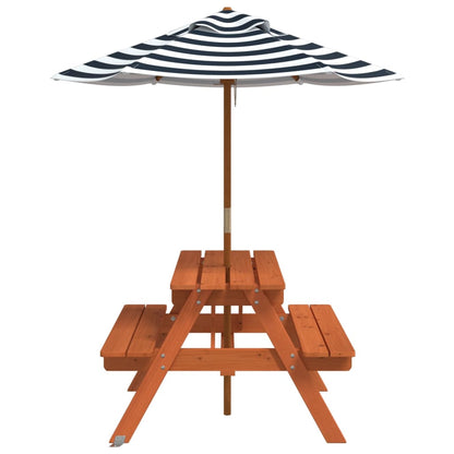 Picnic Table for 4 Kids with Umbrella Solid Wood Fir