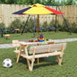 Picnic Table for 4 Kids with Umbrella Solid Wood Fir