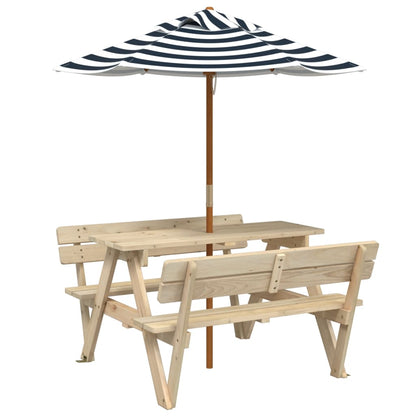 Picnic Table for 4 Kids with Umbrella Solid Wood Fir