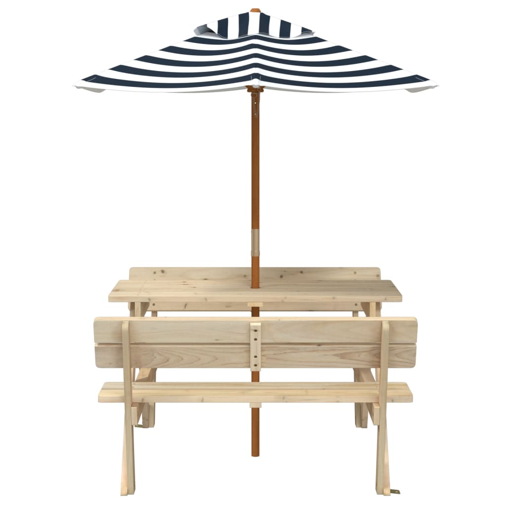 Picnic Table for 4 Kids with Umbrella Solid Wood Fir