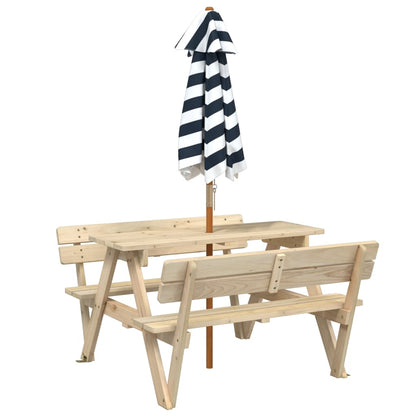 Picnic Table for 4 Kids with Umbrella Solid Wood Fir