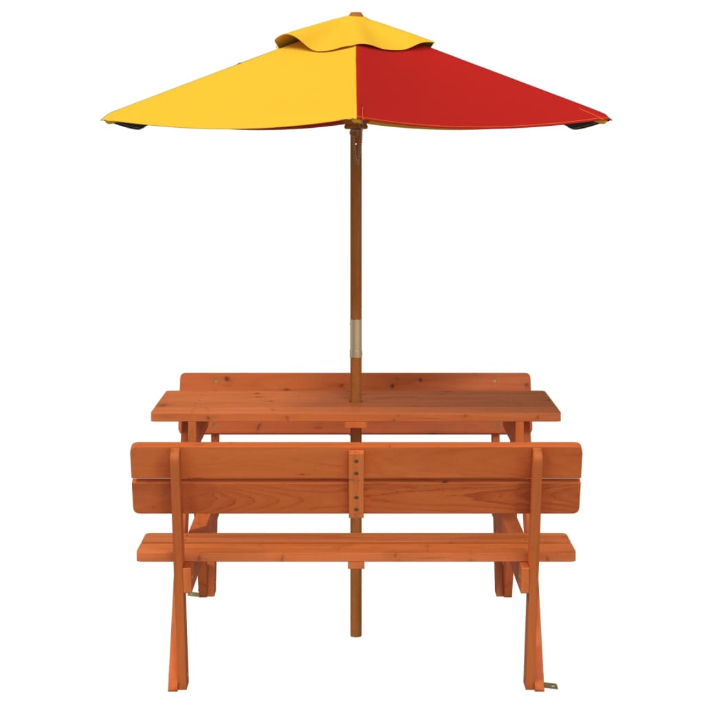 Picnic Table for 4 Kids with Umbrella Solid Wood Fir