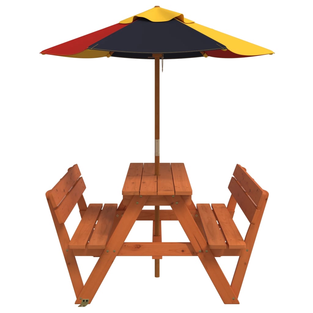 Picnic Table for 4 Kids with Umbrella Solid Wood Fir