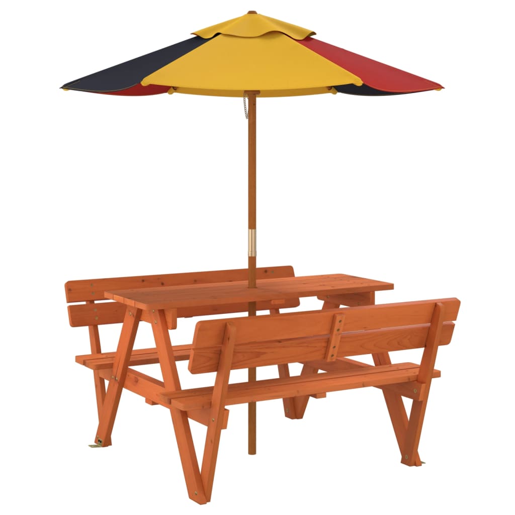 Picnic Table for 4 Kids with Umbrella Solid Wood Fir