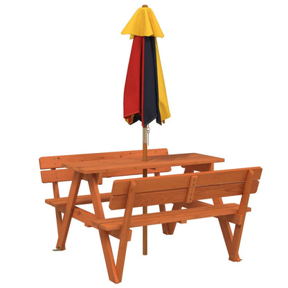 Picnic Table for 4 Kids with Umbrella Solid Wood Fir