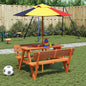 Picnic Table for 4 Kids with Umbrella Solid Wood Fir