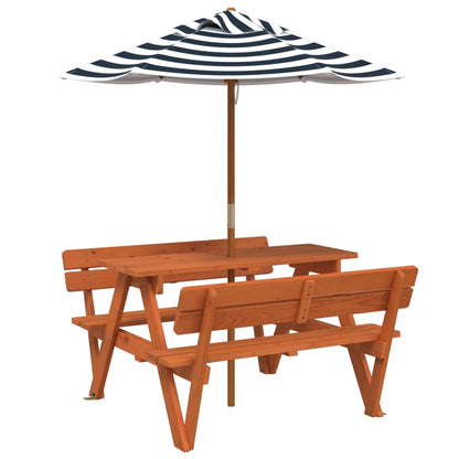 Picnic Table for 4 Kids with Umbrella Solid Wood Fir