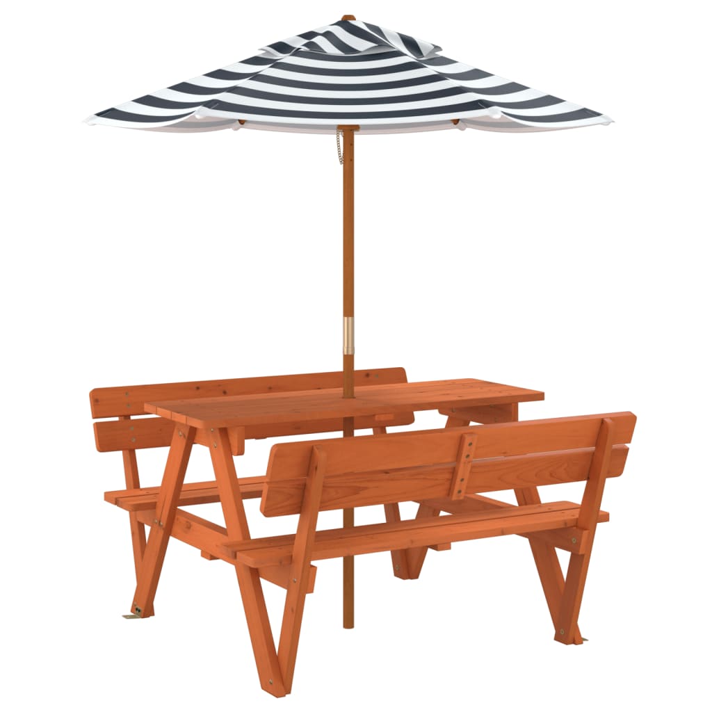 Picnic Table for 4 Kids with Umbrella Solid Wood Fir