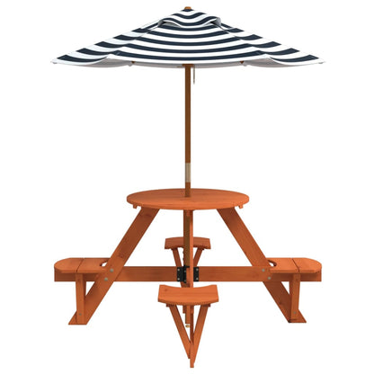 Picnic Table for 4 Kids with Umbrella Round Solid Wood Fir