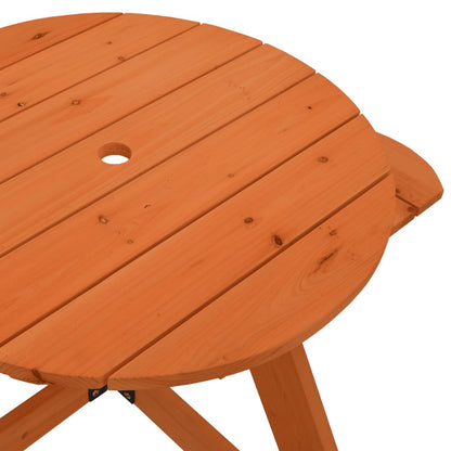 Picnic Table for 4 Kids with Umbrella Round Solid Wood Fir