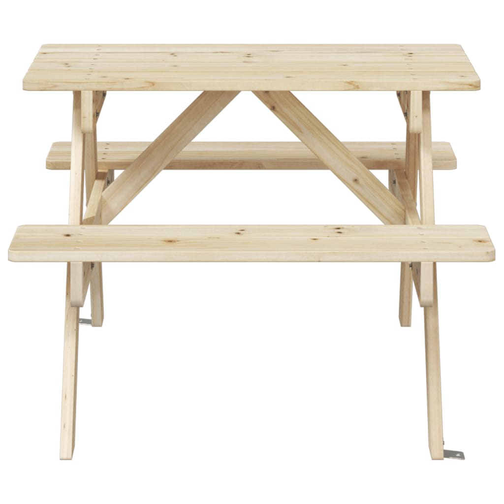 Picnic Table for 4 Kids with Umbrella Hole Solid Wood Fir