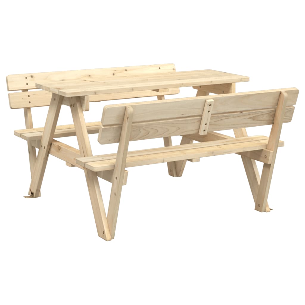 Picnic Table for 4 Kids with Umbrella Hole Solid Wood Fir