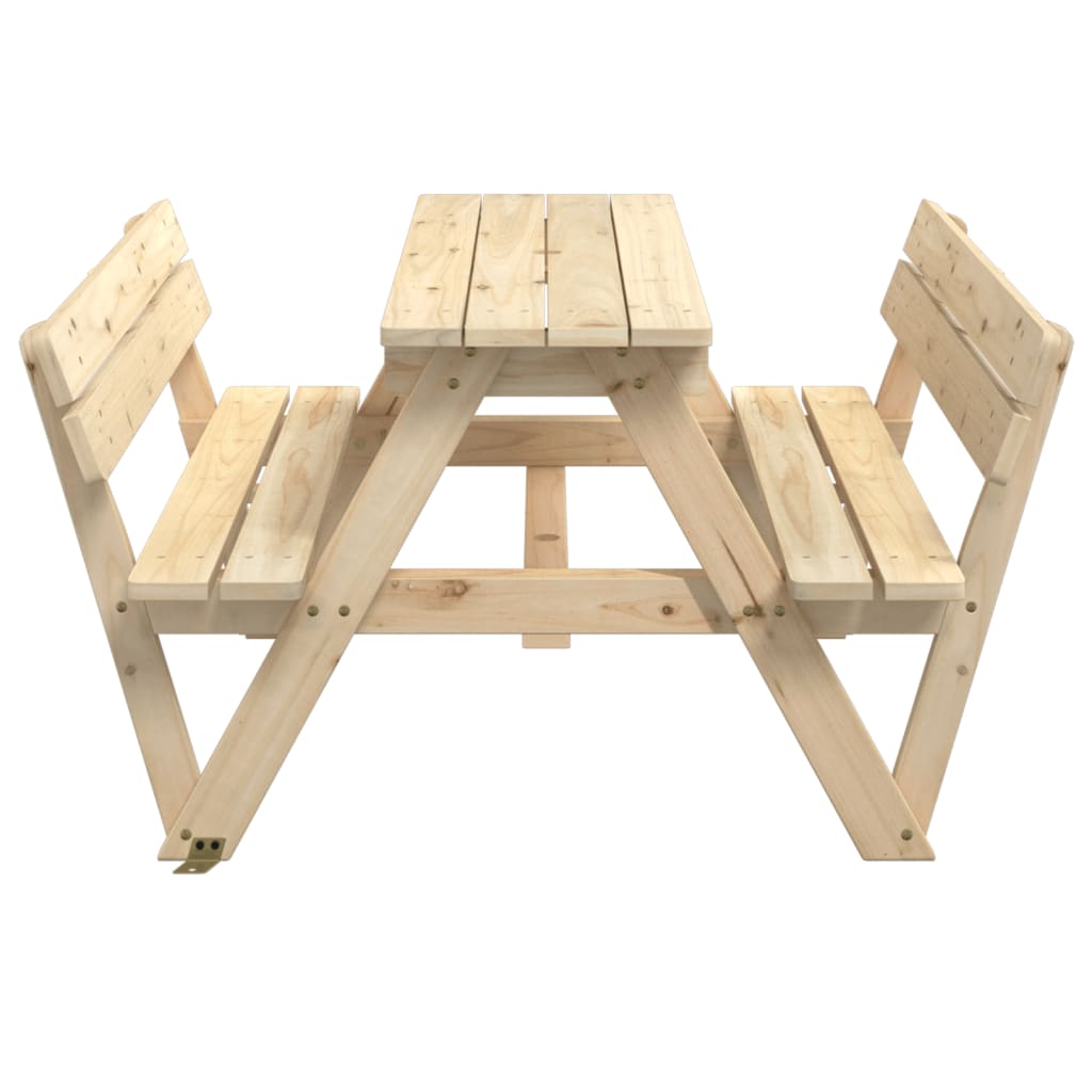 Picnic Table for 4 Kids with Umbrella Hole Solid Wood Fir