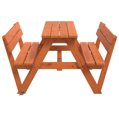 Picnic Table for 4 Kids with Umbrella Hole Solid Wood Fir