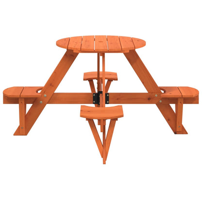 Picnic Table for 4 Kids with Umbrella Hole Round Solid Wood Fir