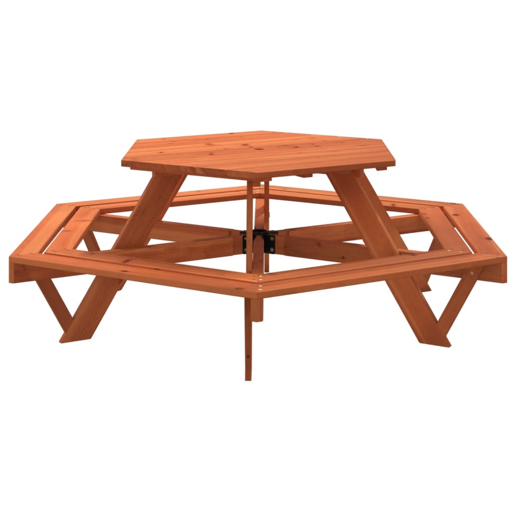 Picnic Table for 6 Kids with Benches Hexagon Solid Wood Fir