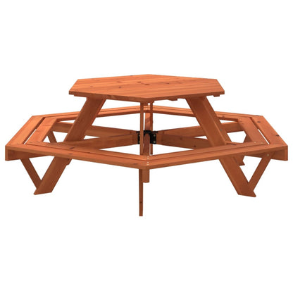 Picnic Table for 6 Kids with Benches Hexagon Solid Wood Fir