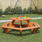 Picnic Table for 6 Kids with Benches Hexagon Solid Wood Fir