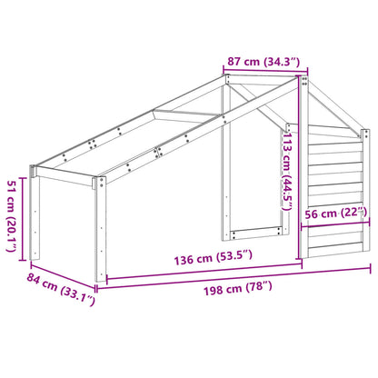 Kids' Bed Roof Wax Brown 198x87x113 cm Solid Wood Pine