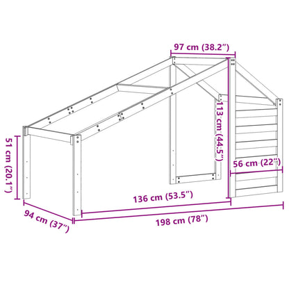 Kids' Bed Roof 198x97x113 cm Solid Wood Pine