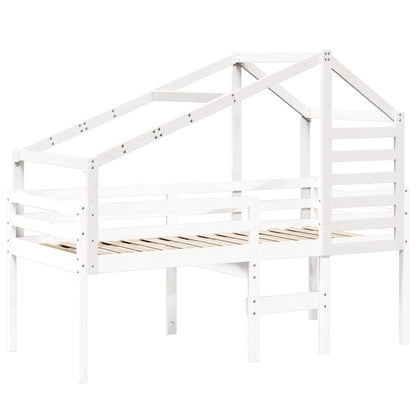 Kids' Bed Roof White 198x97x113 cm Solid Wood Pine