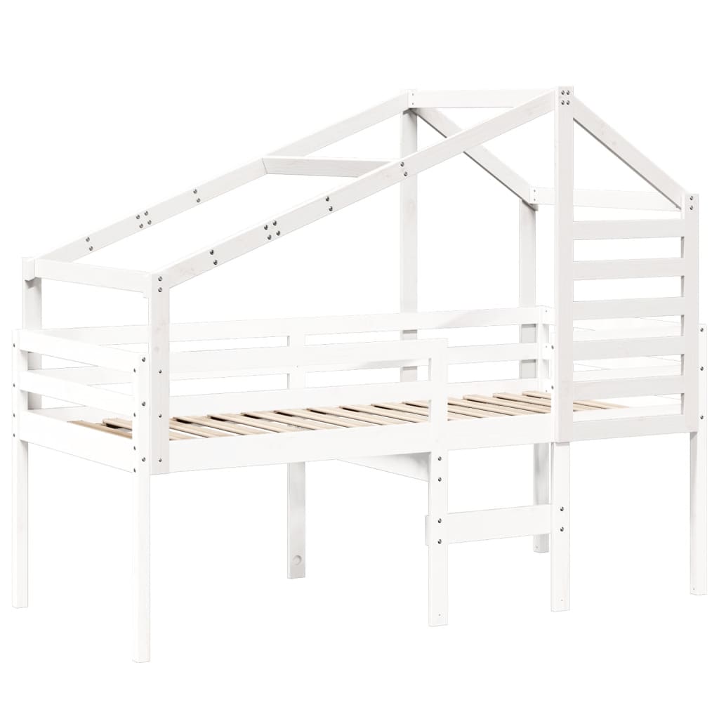 Kids' Bed Roof White 188x97x113 cm Solid Wood Pine