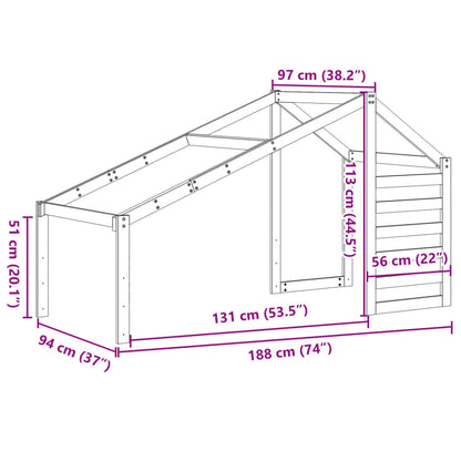 Kids' Bed Roof White 188x97x113 cm Solid Wood Pine