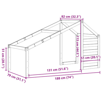 Kids' Bed Roof 188x82x113 cm Solid Wood Pine