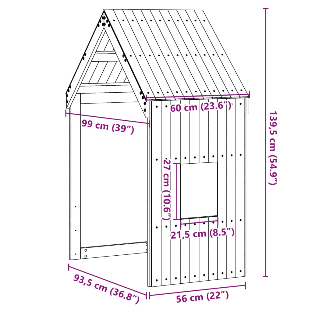 Kids' Bed Roof 60x99x139.5 cm Solid Wood Pine