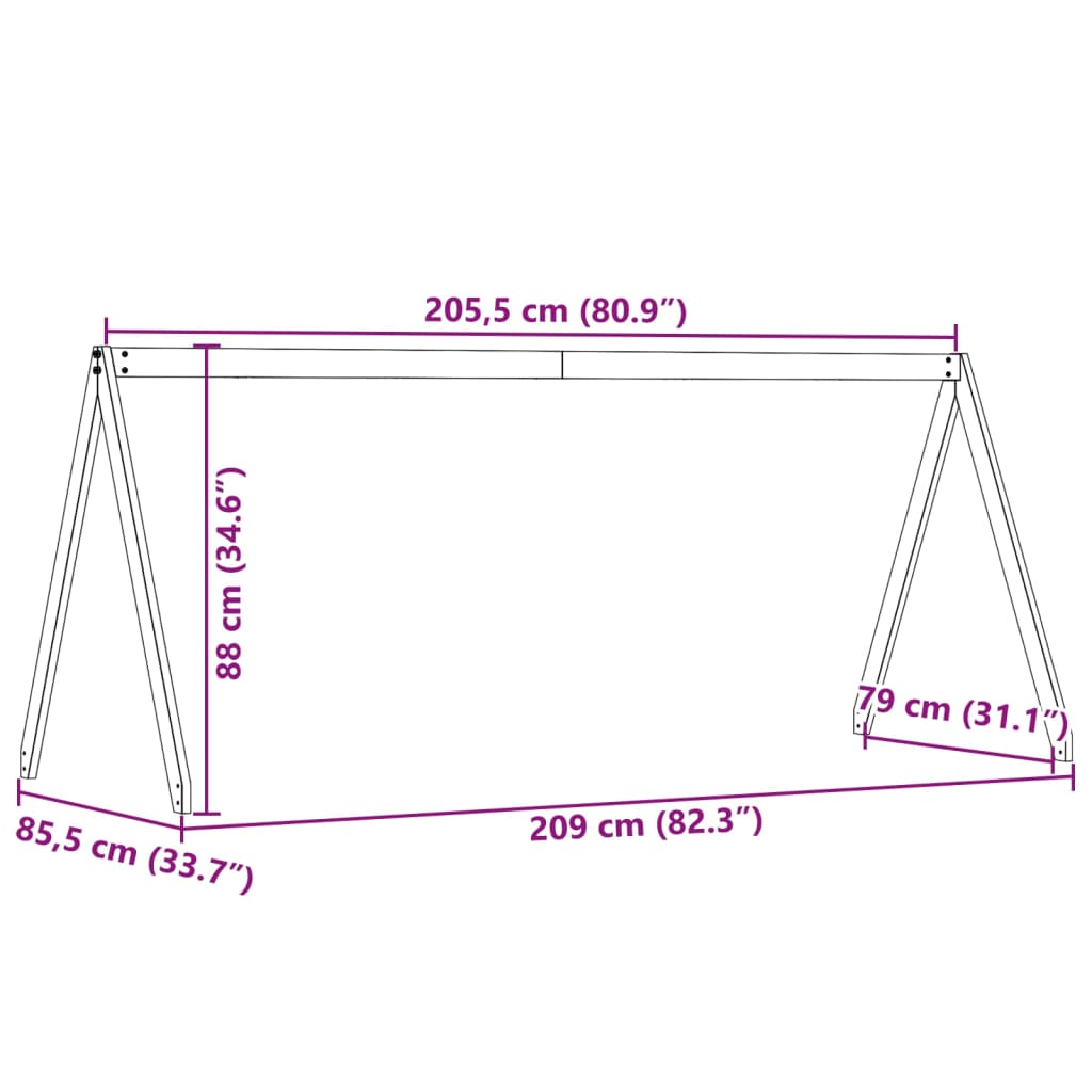 Kids' Bed Roof 209x85.5x88 cm Solid Wood Pine