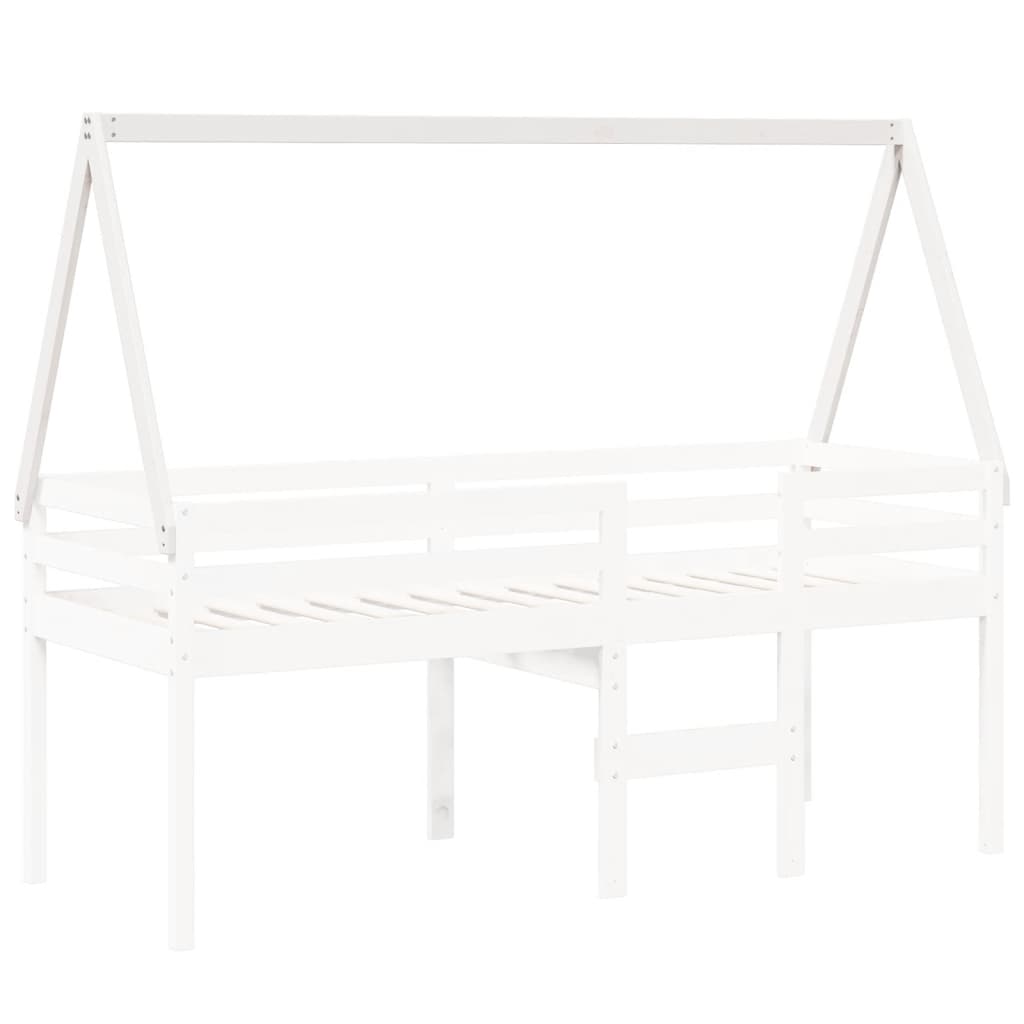 Kids' Bed Roof White 199x80.5x88 cm Solid Wood Pine