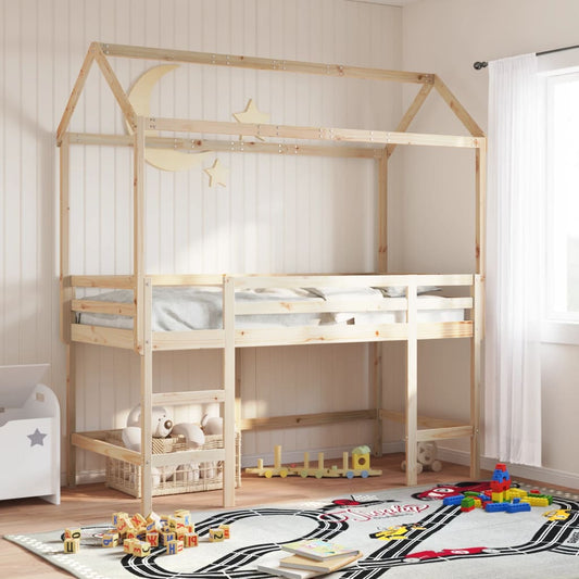 Kids' Bed Roof 217x95.5x159 cm Solid Wood Pine