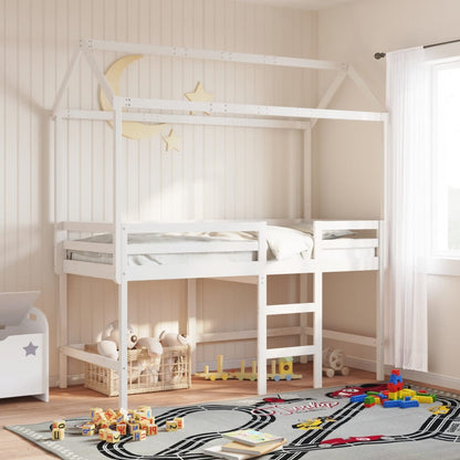 Kids' Bed Roof White 207x95.5x159 cm Solid Wood Pine