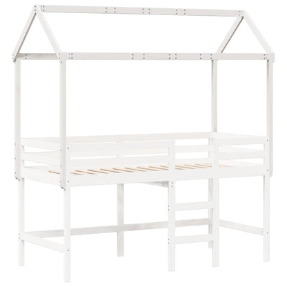 Kids' Bed Roof White 207x80.5x151.5 cm Solid Wood Pine