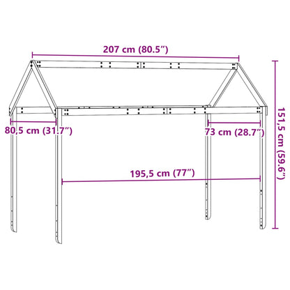 Kids' Bed Roof White 207x80.5x151.5 cm Solid Wood Pine