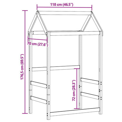 Kids' Bed Roof 118x70x176.5 cm Solid Wood Pine