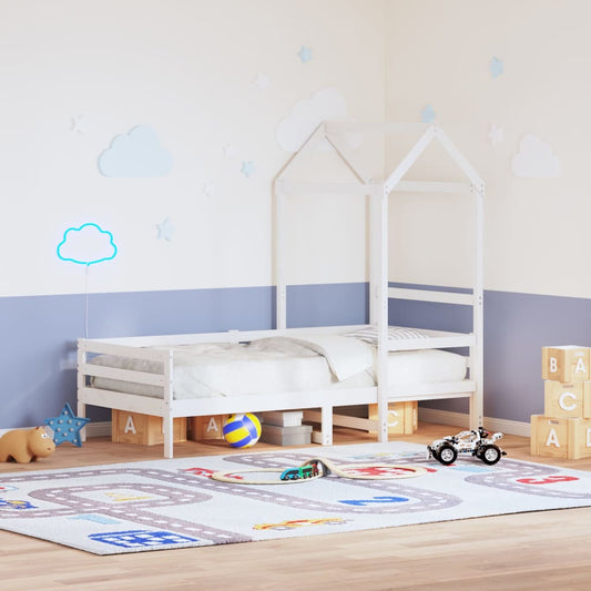 Kids' Bed Roof White 118x70x176.5 cm Solid Wood Pine